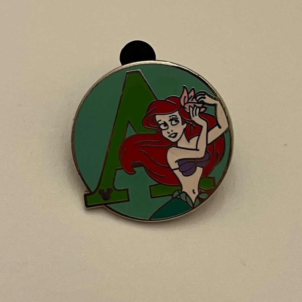 Disney A is for Ariel The Little Mermaid Alphabet Letter A Hidden Mickey Pin